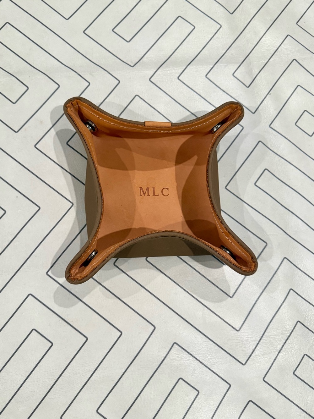 Jon Hart Personalized Brown Leather Valet Tray - Monogram MLC